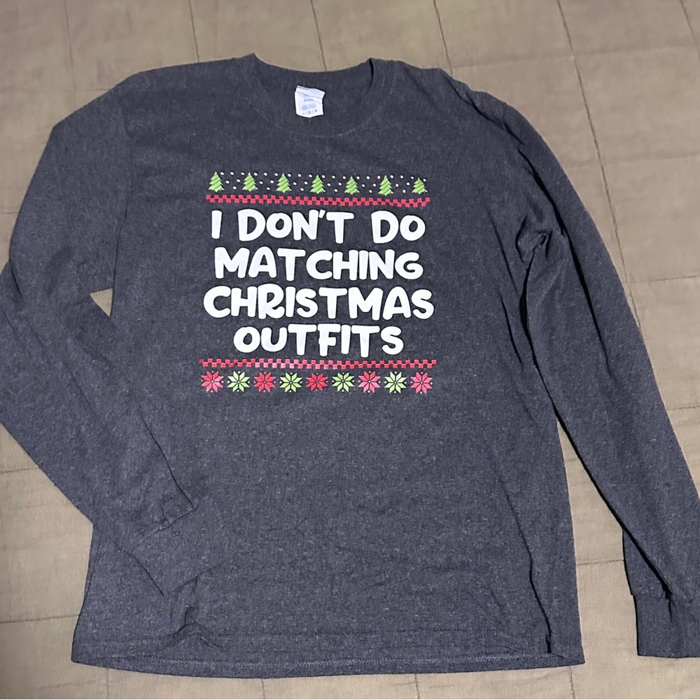 Gray Long Sleeve Funny Christmas Tee